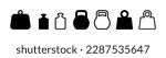 Weight icon set. Kg bell logo. Kettlebell, heavy sign. Iron dumbbell sumbol in vector icons.