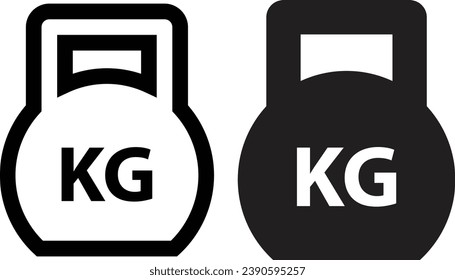 Weight icon set. Kg bell logo. Kettlebell, heavy sign. Iron dumbbell sumbol in vector flat