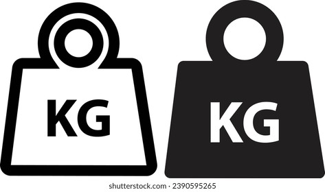 Weight icon set. Kg bell logo. Kettlebell, heavy sign. Iron dumbbell sumbol in vector flat