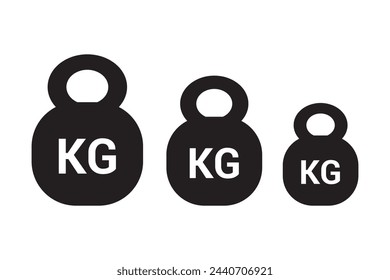 Weight icon set. Kg bell logo. Kettlebell, heavy sign. Iron dumbbell symbol. weight vector icon . heavy mass sign