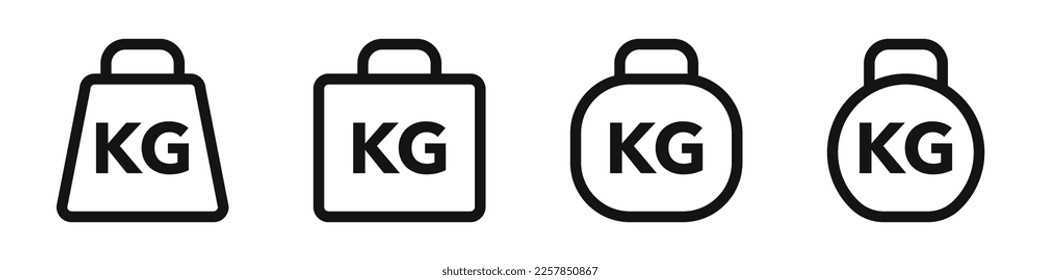 Weight icon set. Kg. Dumbbells isolated on white background. Vector illustration