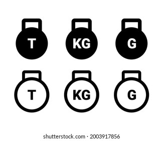 Icono de peso. Ton, kilogramo, gramo. Vector de ilustración