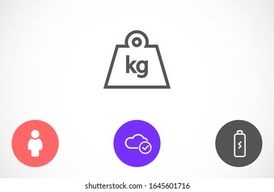 Vektorillustration des Gewichtungszeichens im trendigen, flachen Stil einzeln auf grauem Hintergrund. Massesymbol für Webdesign, Logo, App, UI.Weight Icon Vektorillustration Illustration, Vektorillustration für Gewichtungssymbole