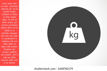 Vector de icono de peso en estilo plano moderno aislado en fondo gris. Símbolo masivo para el diseño de su sitio web, logotipo, aplicación, UI.Indicación vectorial de icono de peso, vector de icono de peso