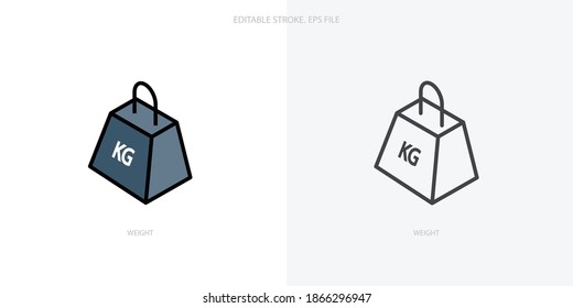 Weight icon for your website, logo, app, UI, product print. Weight concept flat Silhouette vector illustration icon. Editable stroke icons set