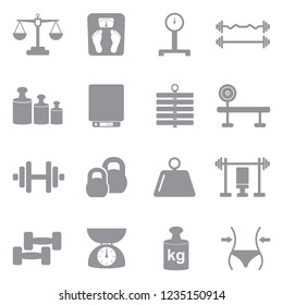 Weight Icons. Gray Flat Design. Vector Illustration. 