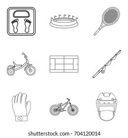 Weight icons set. Outline set of 9 weight vector icons for web isolated on white background