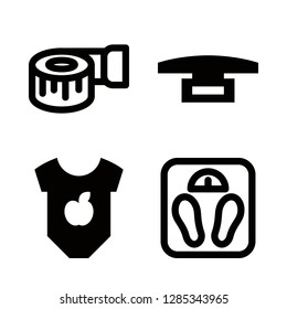 weight icons set with scale, weighing and body vector set