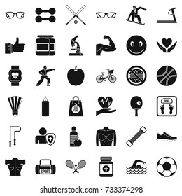 Weight icons set. Simple style of 36 weight vector icons for web isolated on white background