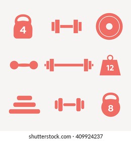 Weight icons set vector illustration eps 10 red