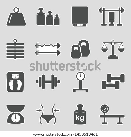 Weight Icons. Sticker Design. Vector Illustration.