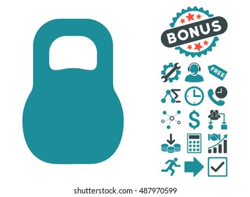 Weight Iron pictograph with bonus images. Vector illustration style is flat iconic bicolor symbols, soft blue colors, white background.