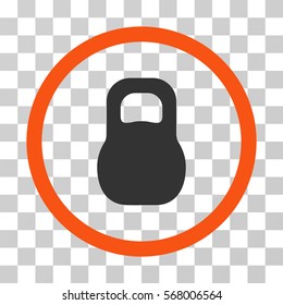 Weight Iron rounded icon. Vector illustration style is flat iconic bicolor symbol inside a circle, orange and gray colors, transparent background. Designed for web and software interfaces.