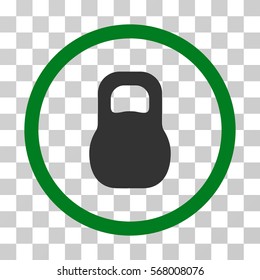 Weight Iron rounded icon. Vector illustration style is flat iconic bicolor symbol inside a circle, green and gray colors, transparent background. Designed for web and software interfaces.