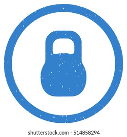 Weight Iron rubber seal stamp watermark. Icon symbol inside circle frame with grunge design and dirty texture. Scratched vector cobalt ink emblem on a white background.