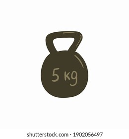 Weight isolated on white background. Sport gym equipment hand drawn illustration. Barbell fitness training athletic cartoon icon. Healthy lifestyle. Active bodybuilding exercises. 