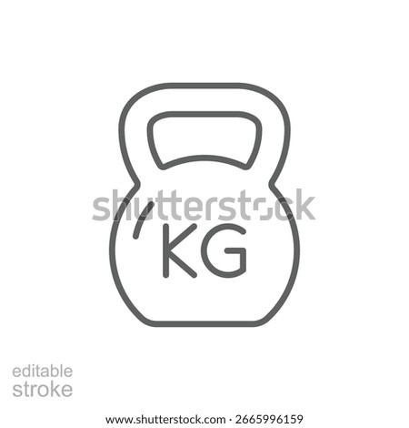 Weight kg icon. Simple outline style. Weight for sport badge, heavy, kilo, product, sport, label, health, iron, dumbbell, measurement concept. Thin line symbol. Vector isolated design editable stroke
