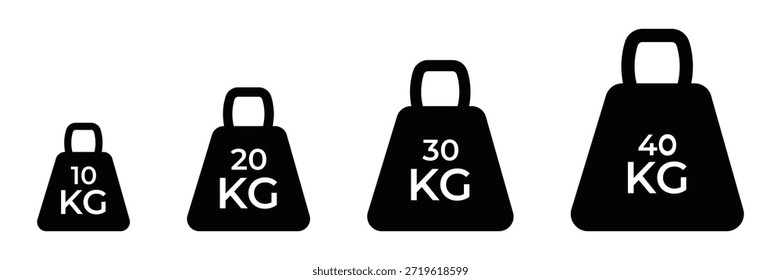 Weight KG Icon Vector – Gym Dumbbell and Kettlebell Symbol with Linear Outline Design Vector illustration.
