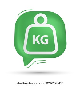 Gewicht, kg, Kilogramm und Kilo Vektor in Sprachblase - Modernes Design