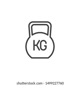 Weight kg line icon. linear style sign for mobile concept and web design. Gym Weight outline vector icon. Symbol, logo illustration. Vector graphics