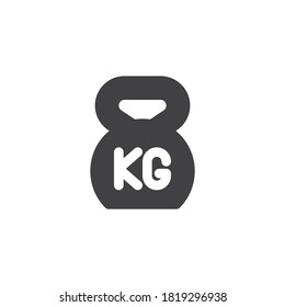 Icono vector de kg de peso. signo plano relleno para concepto móvil y diseño web. Peso kilogramo icono de glifo. Símbolo, ilustración del logotipo. Gráficos vectoriales