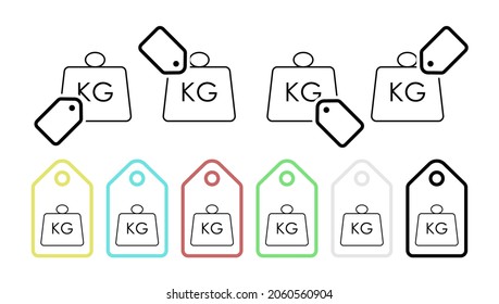Weight kg vector icon in tag set illustration for ui and ux, website or mobile application