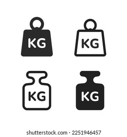 Weight kg vector icons in flat and line style