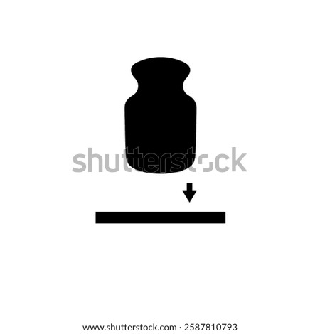 Weight Kilogram Barbell Pushes Down Solid Flat Vector Icon Isolated on White Background.