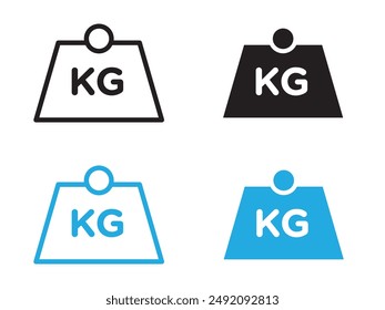 Weight kilogram icon black and white vector outline sign