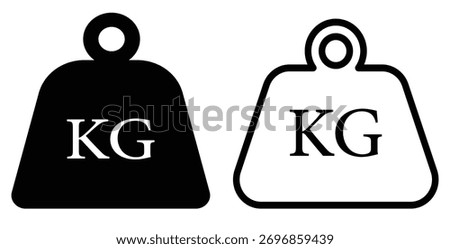 Weight Kilogram Icon Set — Vector Fitness Dumbbell, Mass Measurement Symbol Illustration
