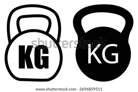 Weight Kilogram Icon Set — Vector Fitness Dumbbell, Mass Measurement Symbol Illustration