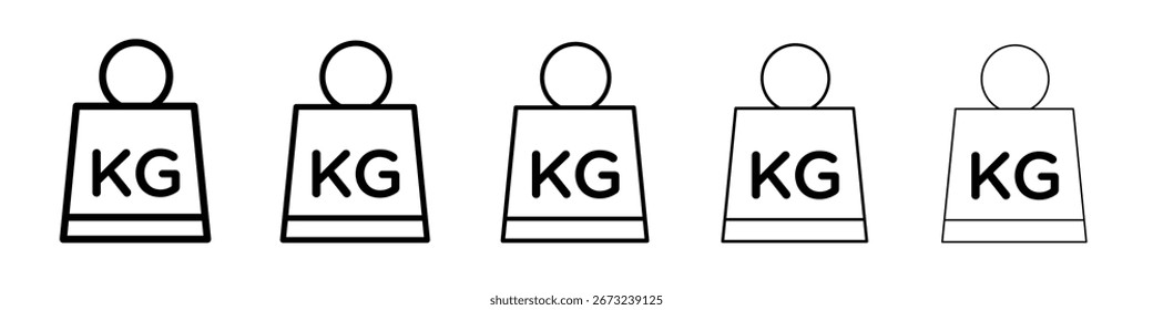 Conjunto de contorno de línea delgada de icono de kilogramo de peso o colección