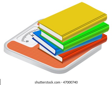 The weight of knowledge concept isolated on white