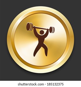 Weight Lift Icons on Gold Button Collection