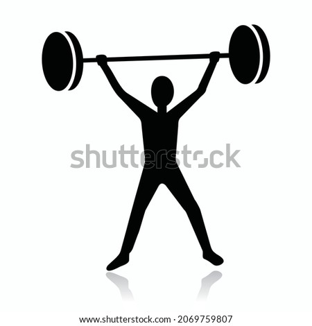 weight lifter, black and white, vector illustration