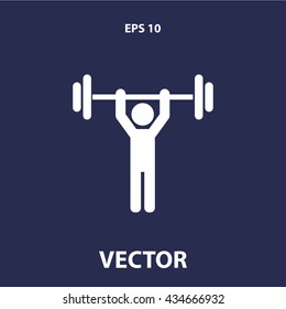 weight lifter icon. man lifting dumbbell sign