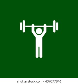 weight lifter icon. man lifting dumbbell sign