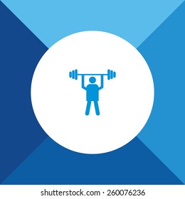 Weight Lifter Icon on Blue Background. Eps-10.