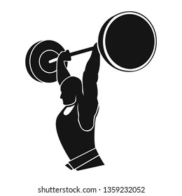 Weight lifter. Isolated vector silhouette.