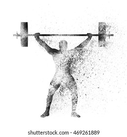 Weight Lifter lifting heavy weight on white background, Creative vector illustration made by abstract splash for Sports concept.