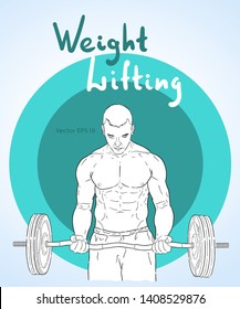 Weight Lifter man lifting heavy weight for Sports.