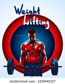 Weight Lifter man lifting heavy weight for Sports.
