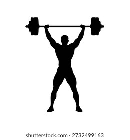 Weight lifter man silhouette vector flat illustration design.