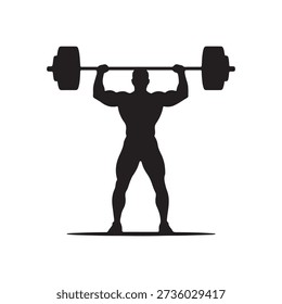 Weight lifter man silhouette vector flat illustration design.
