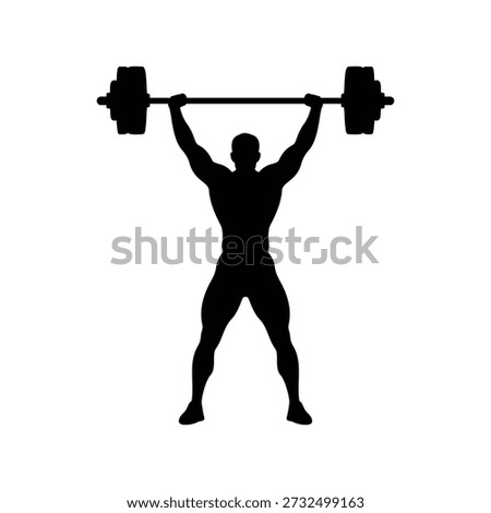 Weight lifter man silhouette vector flat illustration design.