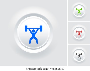 Weight Lifter on White Bevel Round Button