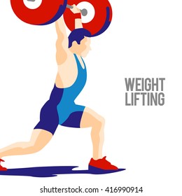 Weight Lifting athlete. Squat and jerk. Colorful symbol