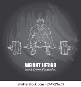 Weight Lifting background Design. Hand drawn. chalkboard. vector.