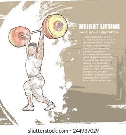 Weight Lifting background Design. Hand drawn.