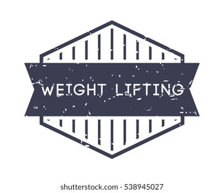 weight lifting badge, vector logo, sport label, grunge stamp, vintage style